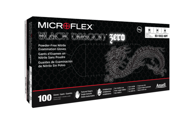 MICROFLEX® Black Dragon® Zero BD-100N, Exam Gloves with Textured Fingertips (Case of 1000) - Image 2